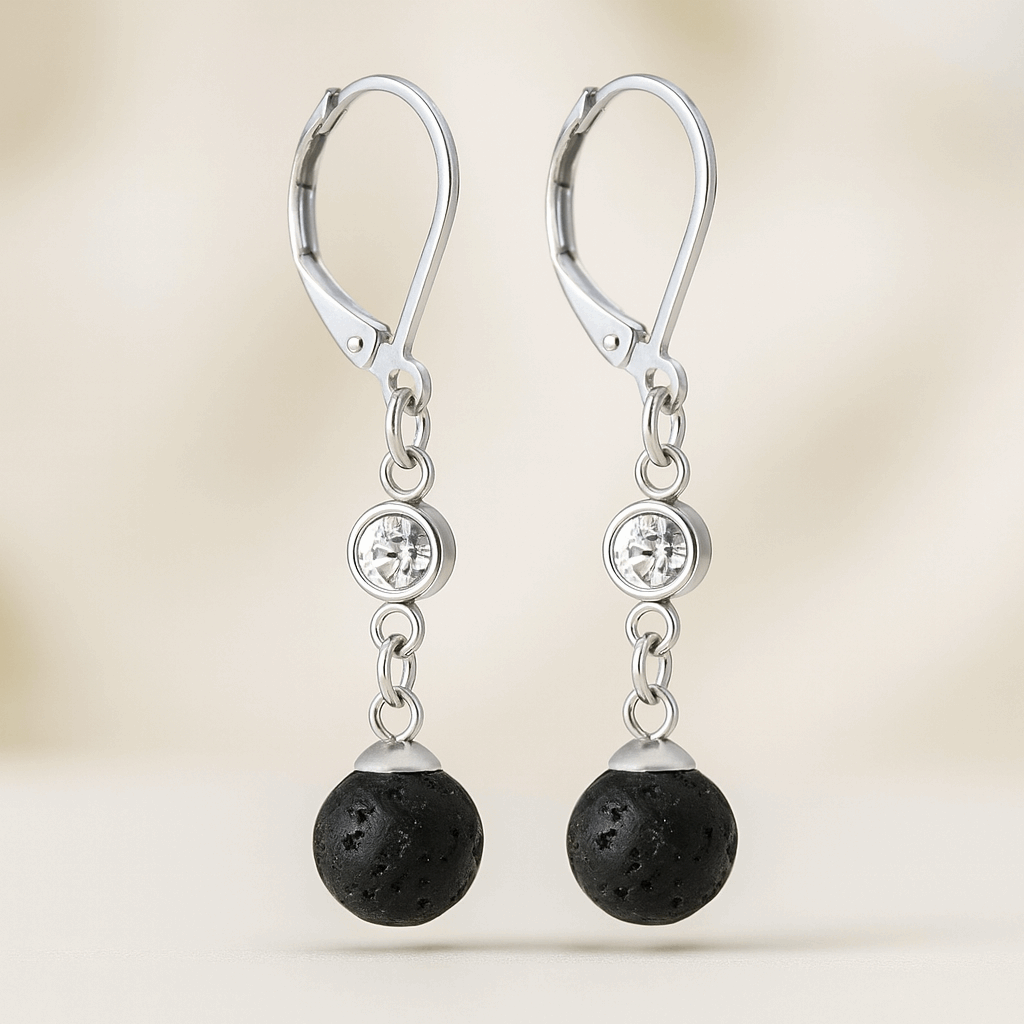 Boucles d’oreilles en pierre de lave – Bijou diffuseur d’huiles essentielles