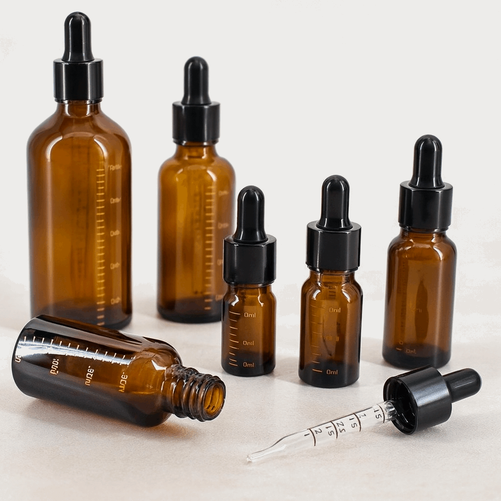 Bouteille avec compte-goutte – Flacon en verre ambré pour huiles essentielles