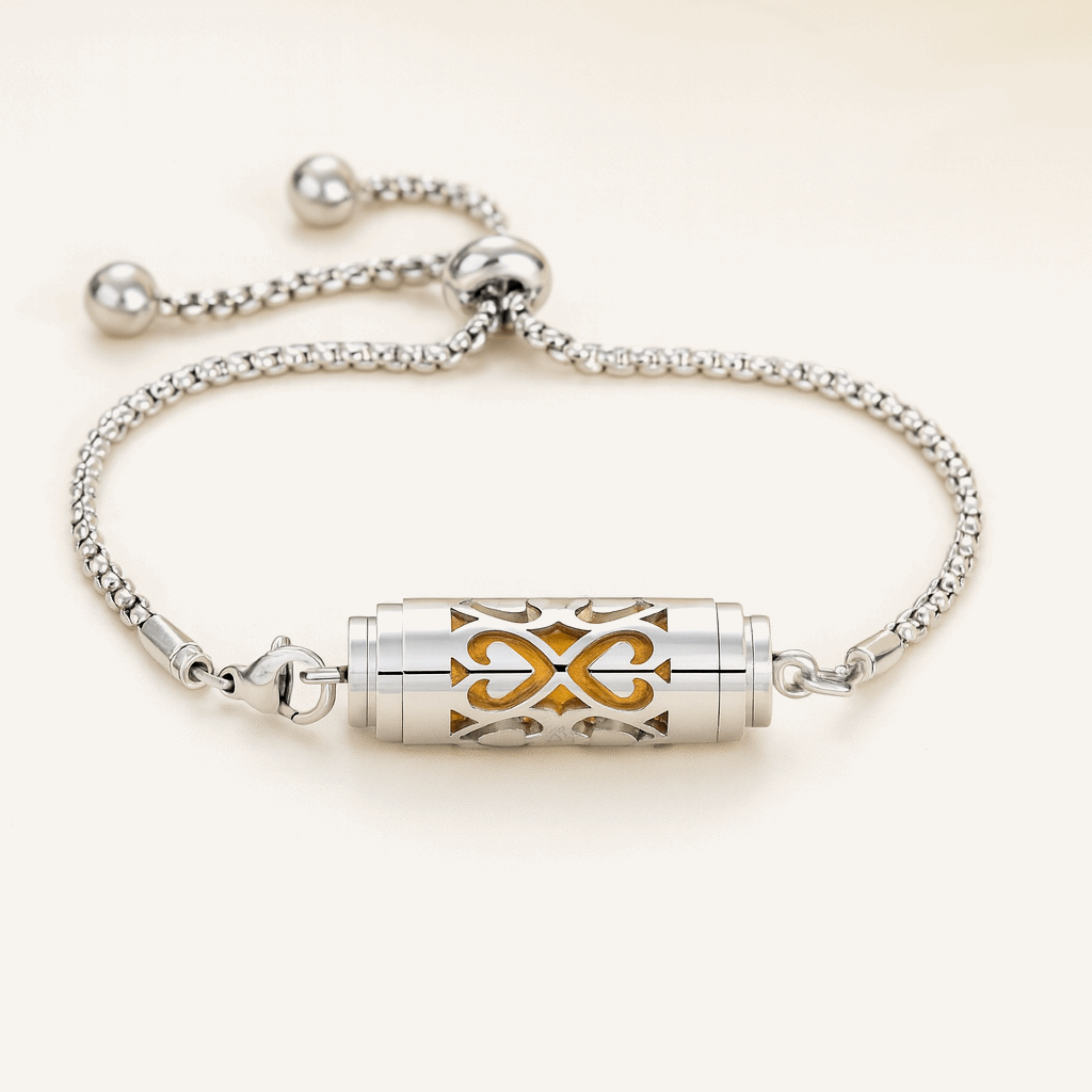 Bracelet diffuseur d’huiles essentielles – Bijou aromathérapie en acier inoxydable