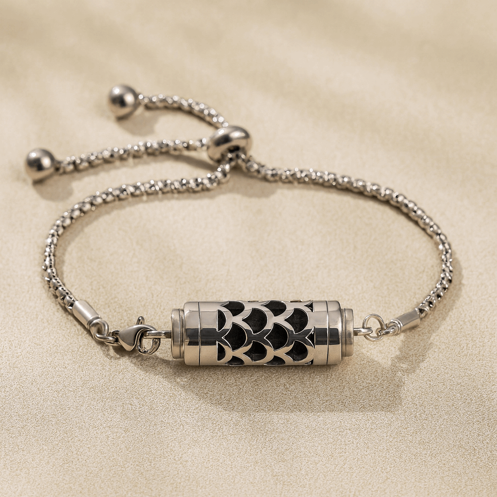 Bracelet diffuseur d’huiles essentielles – Bijou aromathérapie en acier inoxydable