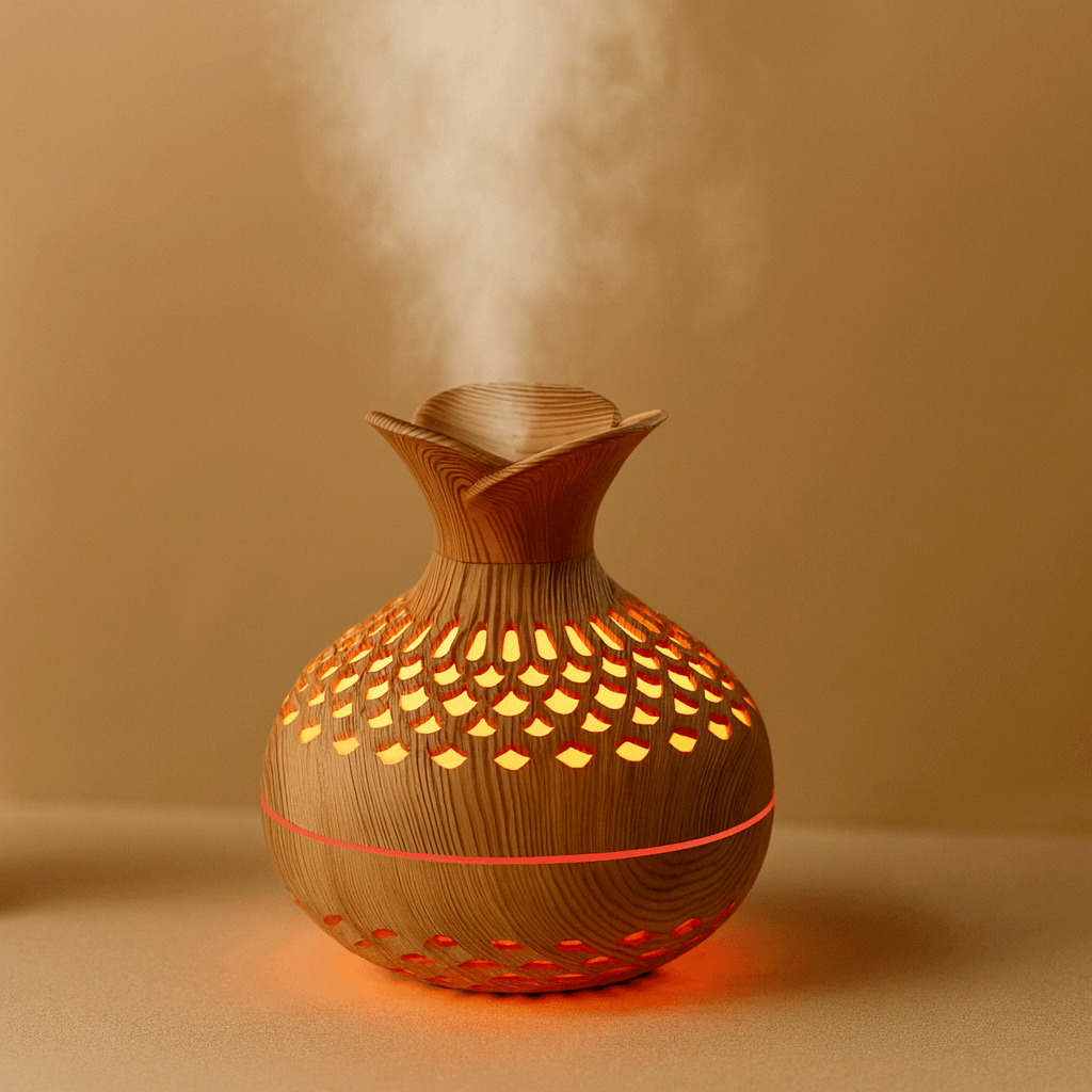 Diffuseur huile essentielle par ultrason – Design bois et lumière apaisante